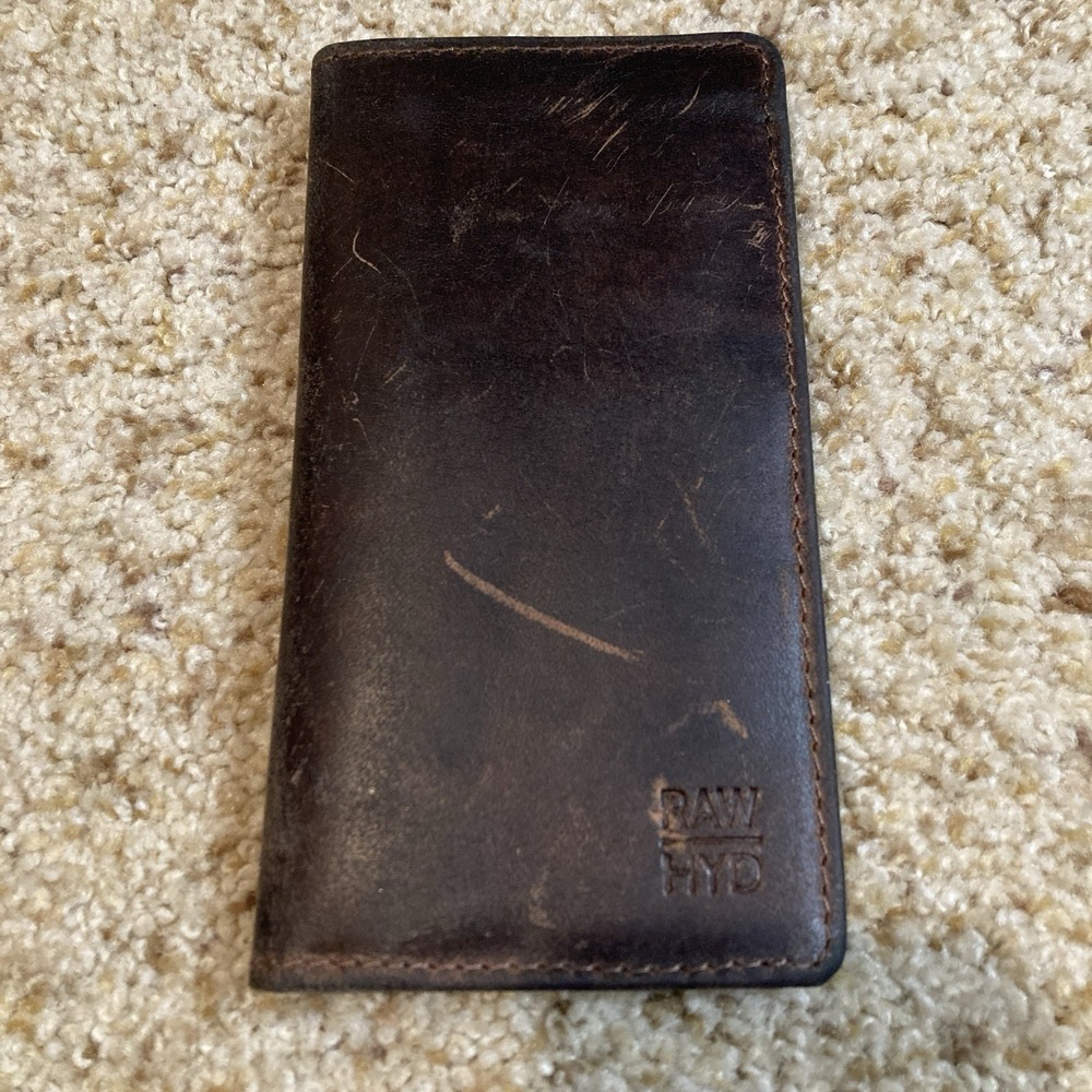 RAW HYD Brand Brown Leather Bi- Fold Wallet,Vertical,RFID Blocking